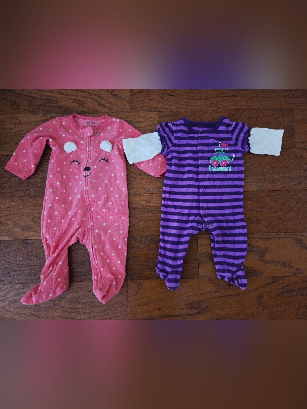 Carter's Pink Polka Dot Bear Fleece One-Piece
